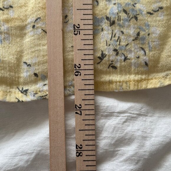 Chaps Yellow Floral Womens 3/4 Sleeve Button Up Top XXL 100% Cotton Boho Peasant - Picture 9 of 10